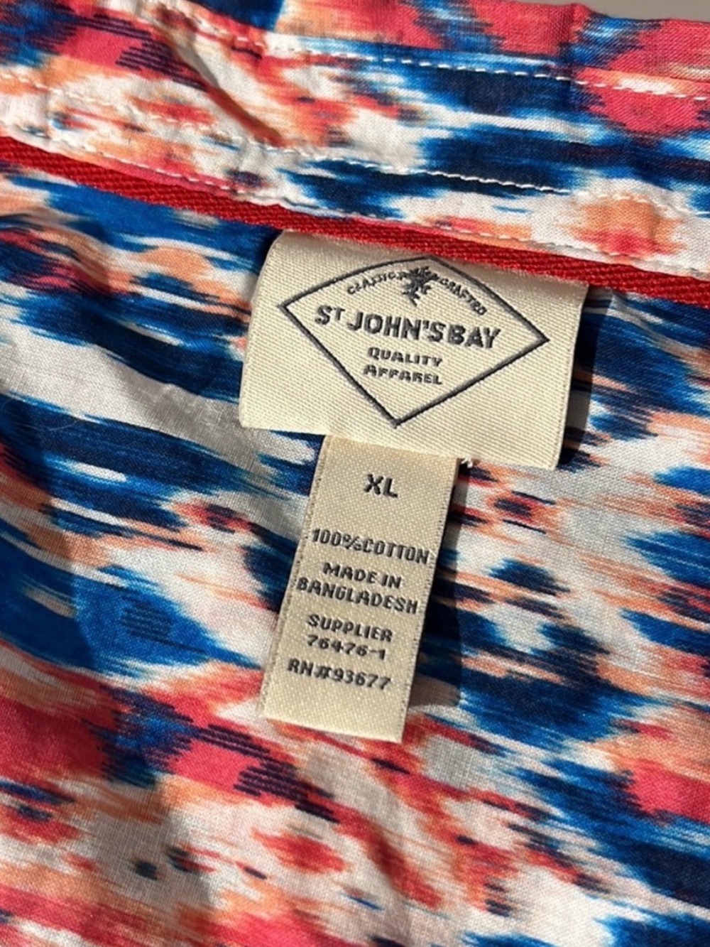 St. John's Bay classic shirt shell tank top multi red summer womens XL NEW! - Picture 2 of 5